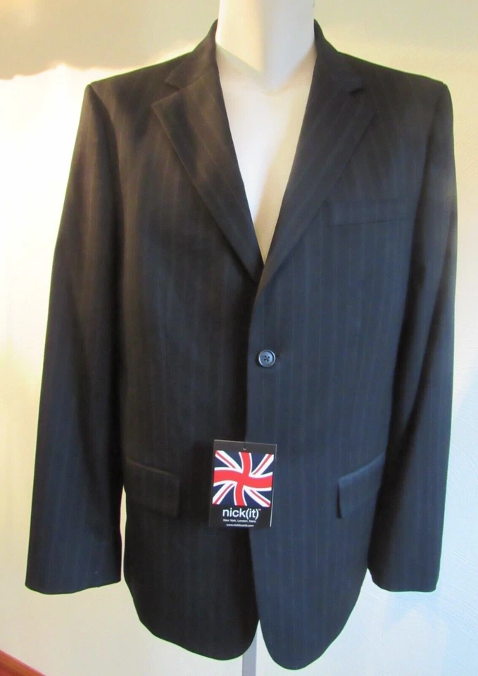Nick(It) Nick It Sports Coat Jacket Blazer Black Gray Pinstripes Men L Slim Fit - Image 1 of 4