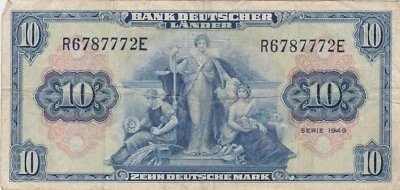 GERMANY BDL Bank Deutscher Lander 10 MARK 1949 VF - Image 1 of 2