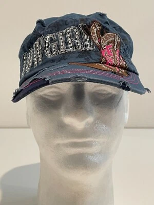 Cowgirl Womens Blue Pink Western Boot Strapback Baseball Cap Army Hat OSFA - Image 1 of 4