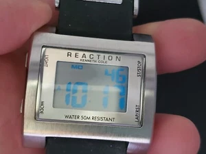 REACTION TM KENNETH COLE A126-03-RK5056 LCD S/S QUARTZ MEN'S WATCH - Picture 1 of 13