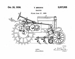 Tractor de colección JOHN DEEERE arte impresión decoración retro patente arte dibujo granja rancho - Imagen 1 de 6