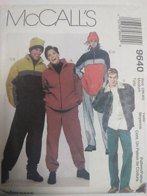 Fleece Jacket Sweatpants Hat 1/4 Zip M 38 40 McCalls 9640 Sewing Pattern UC FF - Image 1 of 4