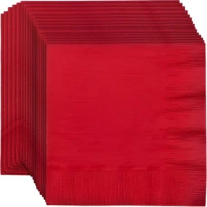Party Dimensions 2-Ply Paper Luncheon Napkins 13" X 13" Red - Picture 1 of 3
