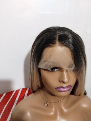 Peluca de cabello sintético marrón oscuro y rubio para mujer Foto 1 de 4