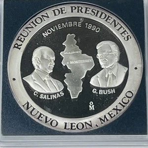 1985 Reunion De Presidentes Bush Salinas Sociedad Numismatica De Mexico Mo - Bild 1 von 6