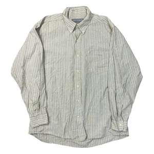 Chevignon Shirt Striped Button Down Long Sleeve Cotton Beige Mens Medium - Picture 1 of 7