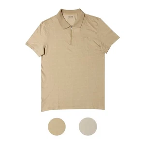Camisa polo de algodón con cremallera de manga corta para hombre Calvin Klein, L - Imagen 1 de 3