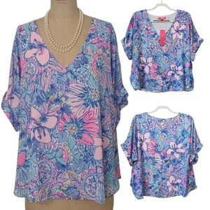Lilly Pulitzer Sz Large Casden Top Pop Up Got Your Back Flowy Career NWT - Picture 1 of 10