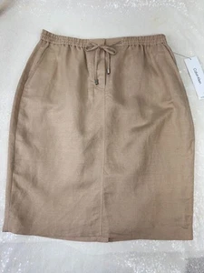 Calvin Klein Mujer Talla 6 Caqui Falda Lápiz Cordón Cintura Bolsillos Sobre la Rodilla - Imagen 1 de 12