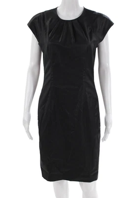 Vestido de mujer Helmut Lang manga corta plisado frontal negro lana talla 6 Foto 1 de 4