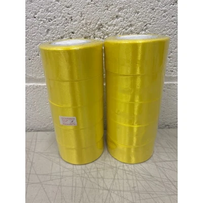 Paquete de 10 cintas amarillas de satén de 1-1/2 "x 25 yardas cada tela de poliéster cada una Foto 1 de 4