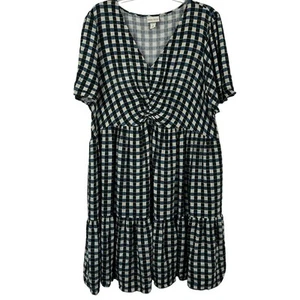 Ava & Viv Women Short Sleeve Midi Dress Tiered Summer Preppy Blue Size 1x - Picture 1 of 8