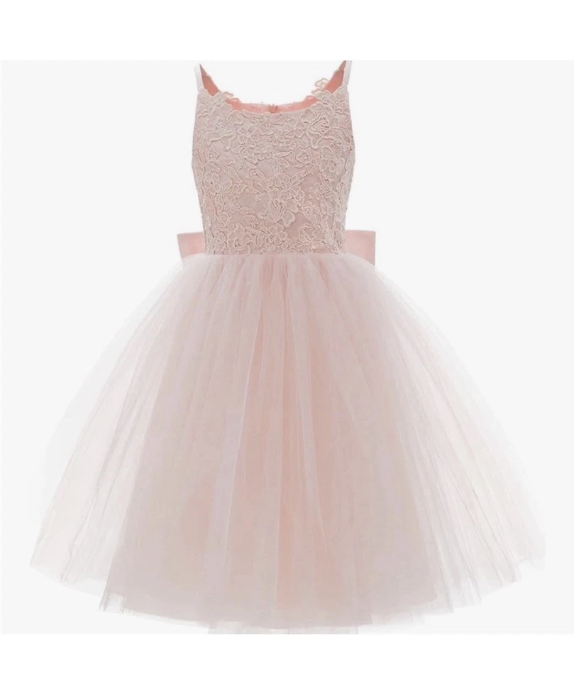 Vestidos de baile de tul de encaje con flores de boda para niñas talla 6-7 rosa Foto 1 de 4