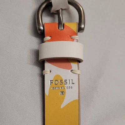 Fossil Women’s Floral Leather Belt Size M Genuine Leather NWT Bright Print - Image 1 of 4
