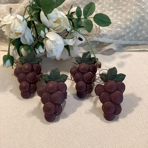 4 Vintage resin purple grapes napkin rings 2"x3" Amalfi villa coastal cottage - Picture 1 of 10