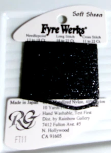 Rainbow Gallery ~ Fyre Werks Soft Sheen ~ Needlepoint Thread ~ Black FT11 - Picture 1 of 2