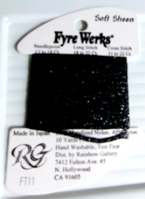 Rainbow Gallery ~ Fyre Werks Soft Sheen ~ Needlepoint Thread ~ Black FT11 - Image 1 of 2