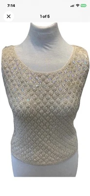 Elegante Belleza Vintage Gimbels 38" Sin Mangas Lentejuelas Cuentas y Forrado 100% Lana Foto 1 de 4