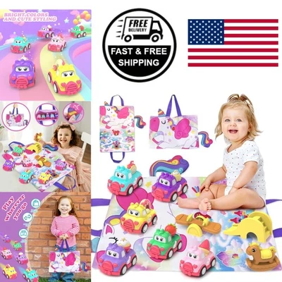 Juego de coches de juguete accionados por fricción para niños con 10 mini vehículos y alfombrilla de juego Foto 1 de 4