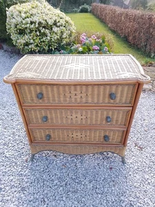 Cassettiera vintage Boho Boemia bambù canna di vimini John Lewis - Foto 1 di 15