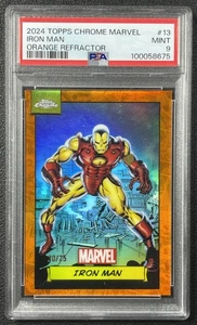 IRON MAN PSA 9 2024 TOPPS CHROME MARVEL #13 RIFRATTORE ARANCIONE 20/25 - Foto 1 di 2