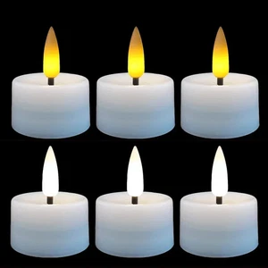 Battery-Powered LED Flameless Tea Light Candles - 6/12 Pack - Picture 1 of 10