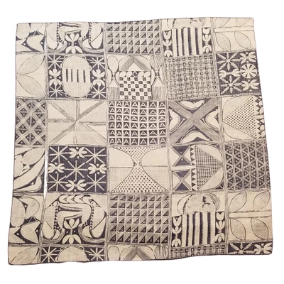 Cachecol Symphony Vintage Pássaros Azul Escuro Bege Geométrico Abstrato 20" X 20" Pequeno - Imagem 1 de 4