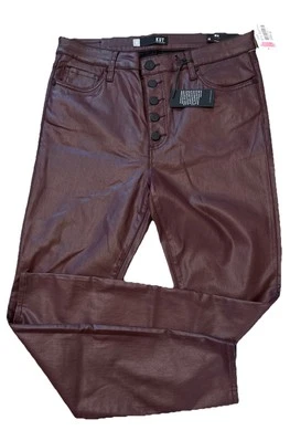 Kut from the Kloth Maroon Faux Leather Button Fly Mia High Rise Skinny Pant 12 - Image 1 of 4