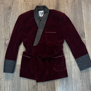 Chaqueta para fumar de terciopelo Superkilts para hombre doble pecho borgoña cuello acolchado XL - Imagen 1 de 8