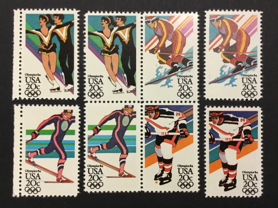 old stamps  USA  x  8  WINTER OLYMPIC GAMES  1984  MNH - Image 1 of 1