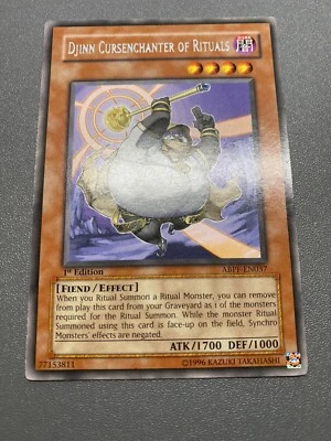 Yu-Gi-Oh! DJINN CURSENCHANTER OF RITUALS Rare 1st Edition ABPF-EN037 MP - Image 1 of 4