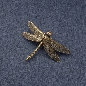 Brass Dragonfly Statue Wings Removable Toys Home Desktop Decorations Ornaments - Picture 1 of 5