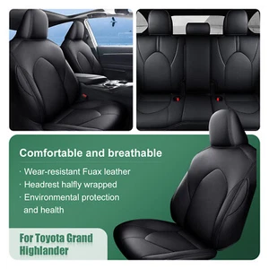 For Toyota Grand Highlander 2024-2025 Car 7-Seat Covers Set Captain Chair Black - Picture 1 of 9