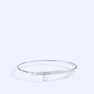 Coach Signature Pave C Bar Hinged Bangle Bracelet -Silver w/Original Pouch - Picture 1 of 3