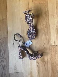 Zara Leopard Animal Print High Heel Platform Sandals UK3 EU36 US6 # 652 - Picture 1 of 10