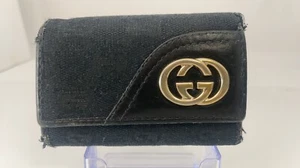 Gucci Key Case Fabric/Leather 9.5 x 6.3 cm / 3.7 x 2.5 Inch Black Made in Italy - Picture 1 of 18