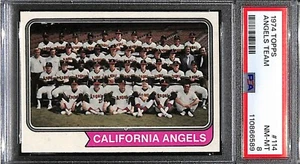 1974 Topps Baseball #114 California Angels Team PSA 8 NM-MT 7849 - Picture 1 of 4