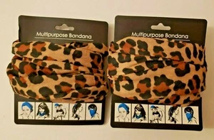 2 pack Multi-use Face Mask Tube Scarf Bandana Head Neck Gaiter Snood Leopard - Picture 1 of 3