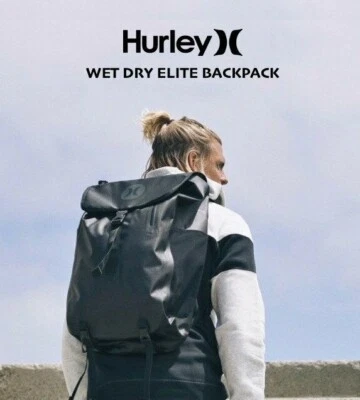 Mochila Hurley en seco húmedo impermeable viaje playa deportes acuáticos aire libre toda negra Foto 1 de 4