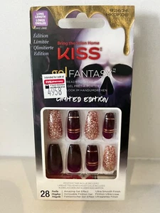 KISS Purple gloss & rose gold glitter coffin shaped Halloween Nails 82636 - Picture 1 of 1