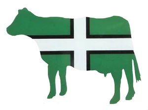 Devon Flag Cow Vinyl Self-Cling Car Window Sticker - Printed and Sold in Devon - Picture 1 of 2