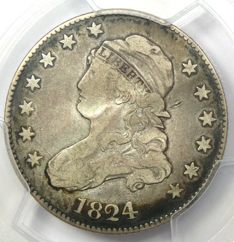 1824/2 Capped Bust Quarter 25C - Certified PCGS VF Details - Rare Date Coin! Cover