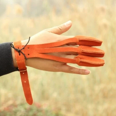 Archery Gloves 3 Fingers Mittens Shoot Faux PU Leather Suede Protect Guard - Image 1 of 4
