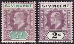 ST. VINCENT 1902 STAMP Sc. # 71 AND 73 MH - Picture 1 of 2