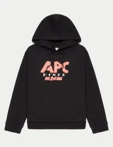 A.P.C. Sudadera con Capucha Unisex Benito Negra Estampado Gráfico Logo Diner Talla: S - Imagen 1 de 7