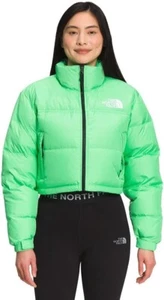 NWT Women's TNF The North Face Nuptse Short Crop 700-Down Jacket - XL Green - Picture 1 of 9