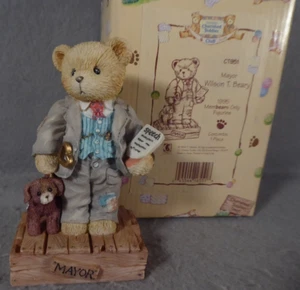 Cherished Teddies Mayor Wilson T. Beary 1995 Members Only Figur mit Hund CT951 - Bild 1 von 5