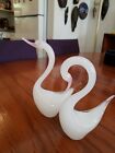2 HTF Beautiful Murano Opaline Glass Pink Swans ( Elio Raffaeli ) Made In Italy