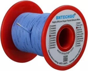 BNTECHGO 20 Gauge Silicone Wire Spool 100 Ft Blue Flexible 20 AWG Stranded Tinne - Picture 1 of 12