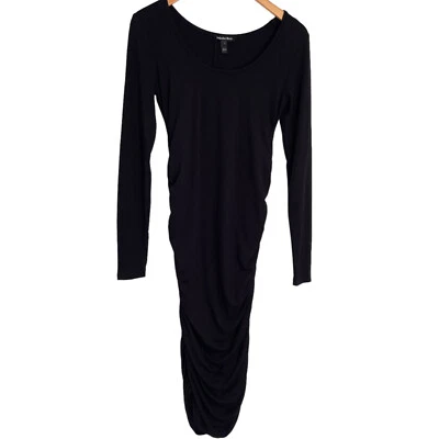 Isabella Oliver Ruched Midi Dress Sz 1 US 4 / Small Black Long Sleeve Maternity - Image 1 of 4